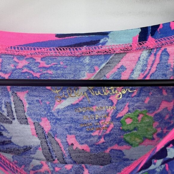 Lilly Pulitzer Surfcrest Pink Roll Tab Sleeve Monkey Dress Girl's XL 12-14 - Picture 2 of 5